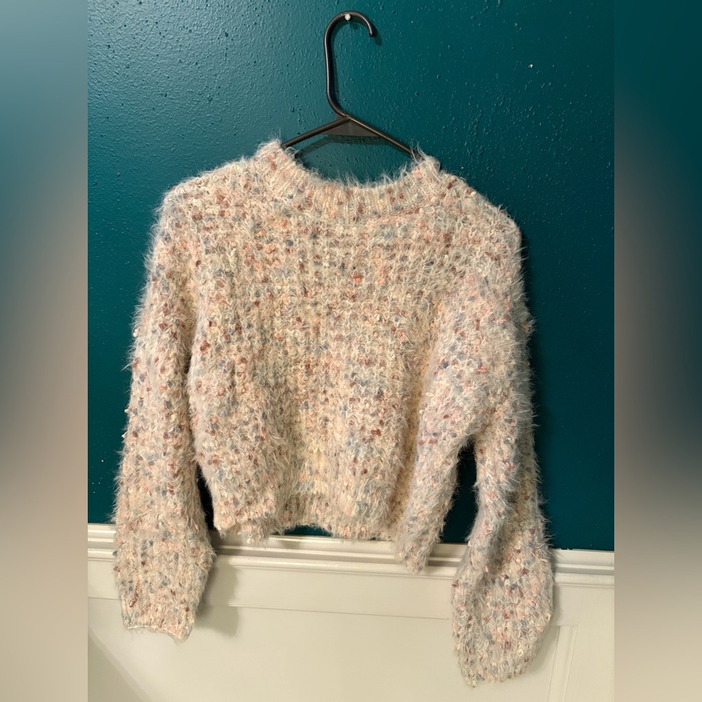 Lush Cream Multicolor Fuzzy Sweater